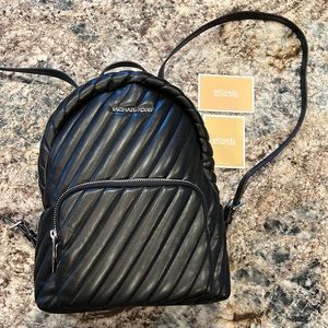 Michael Kors new QUILTED FAUX LEATHER BACKPACK IN BLACK